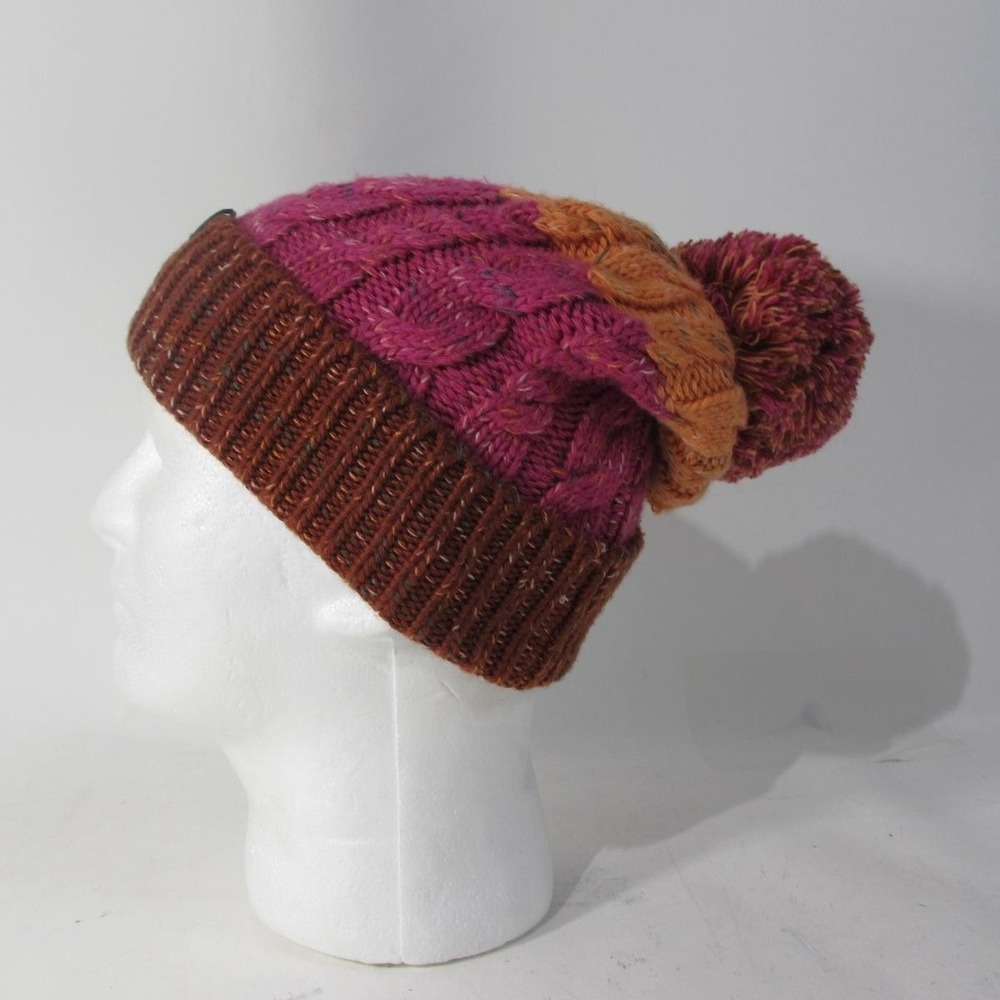 Smartwool Hat Beanie Womens One Size Pink Orange Brown Merino Wool Pom 2024
